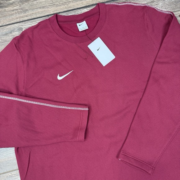 Nike Swoosh Waffle Knit Club Coach Sideline Shirt Burgundy Size XXL FJ9547 NWT - Picture 1 of 7